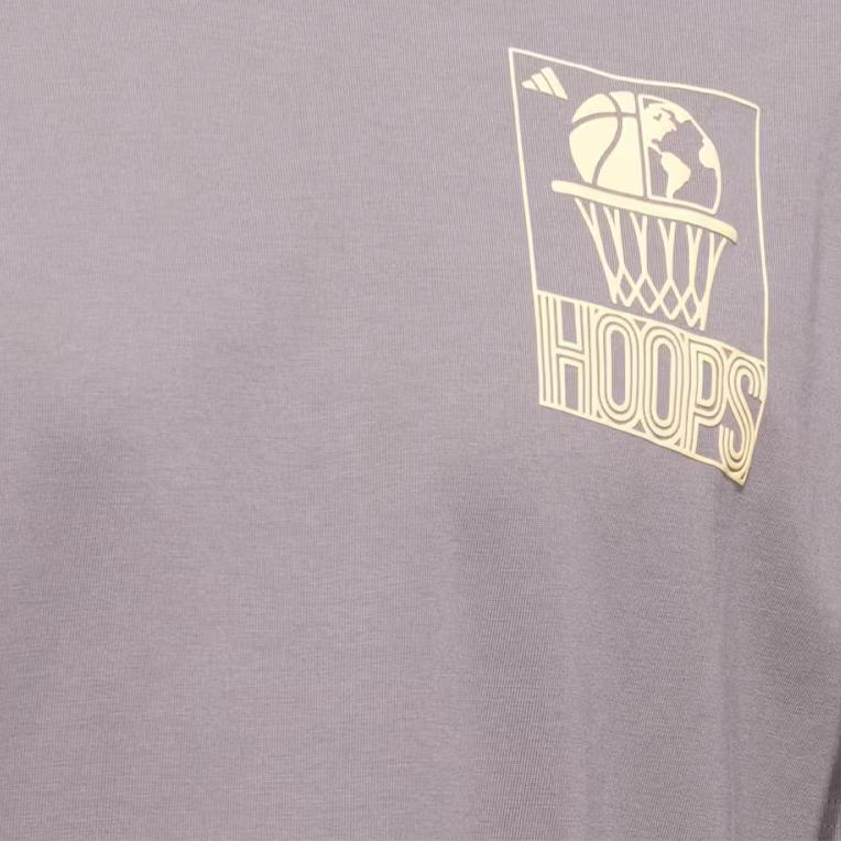 Adidas World Wide Hoops Graphic T-Shirt Taupe Oxide Men Tops Grey JZ7528