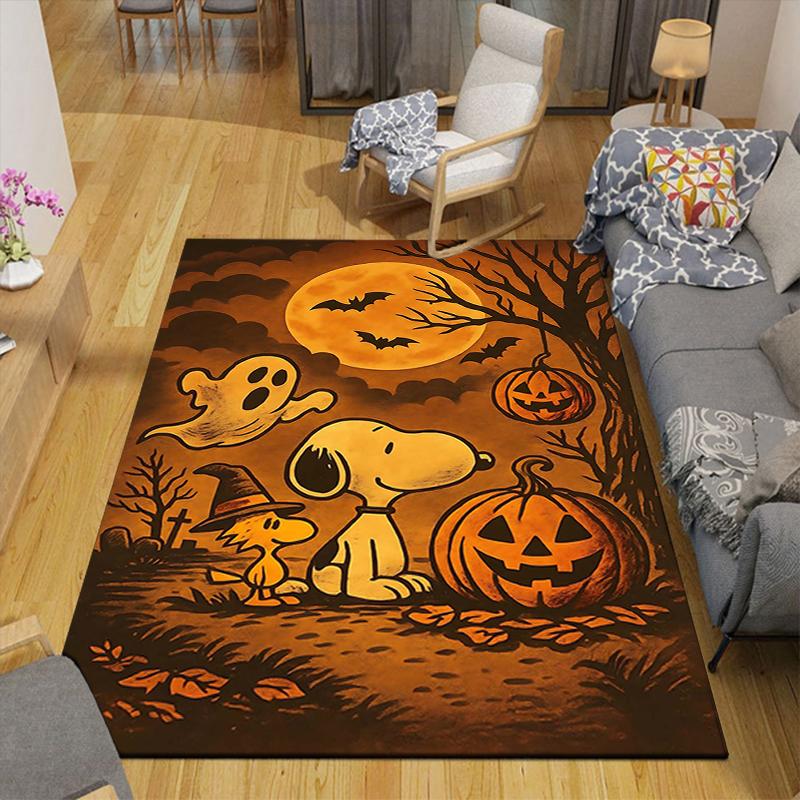 1Pc Snoopy Halloween Night Rug Office Carpet Indoor Outdoor Doormat Nonslip Soft And Comfortable Living Room Christmas Halloween Gift D918102