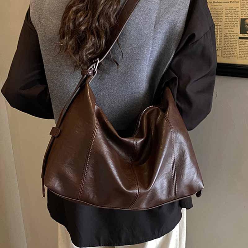 Retro casual big bag women's 2025 new Korean version large-capacity fashion tote bag foreign style shoulder messenger bag tide