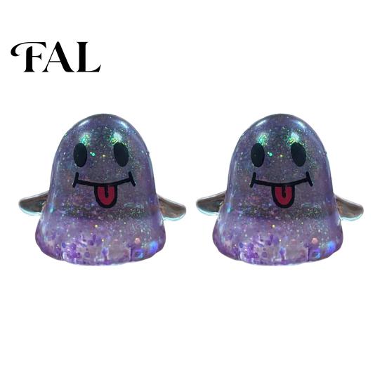 Office Desk Stress Relievers Halloween Spooky Ghost Squeeze Toy, Glitter Relief Portable Fidget Toy Tongue-out Sensory for Home School Cartoon Toys