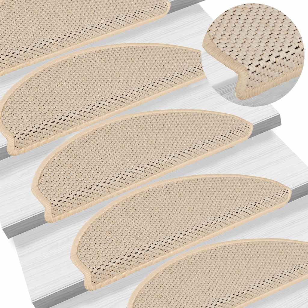 Self Adhesive Stair Treads Sisal Look 30 Pcs 65 X 21 X 4 Cm