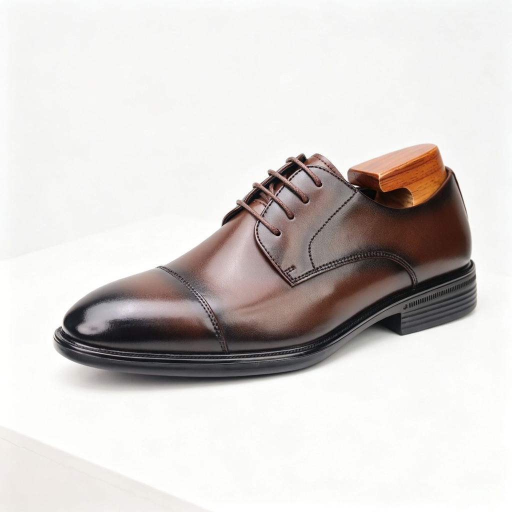 New British Men's Shoes, Three Joint Leather Shoes, Men's Business Dress Leather Shoes, Lace Up Derby Shoes