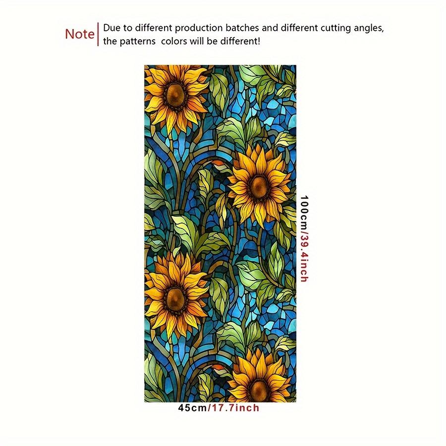 

1pc Sunflower Privacy Window Film No Adhesive Electrostatic Stained Glass Window Sticker Anti-collision Home Decoration