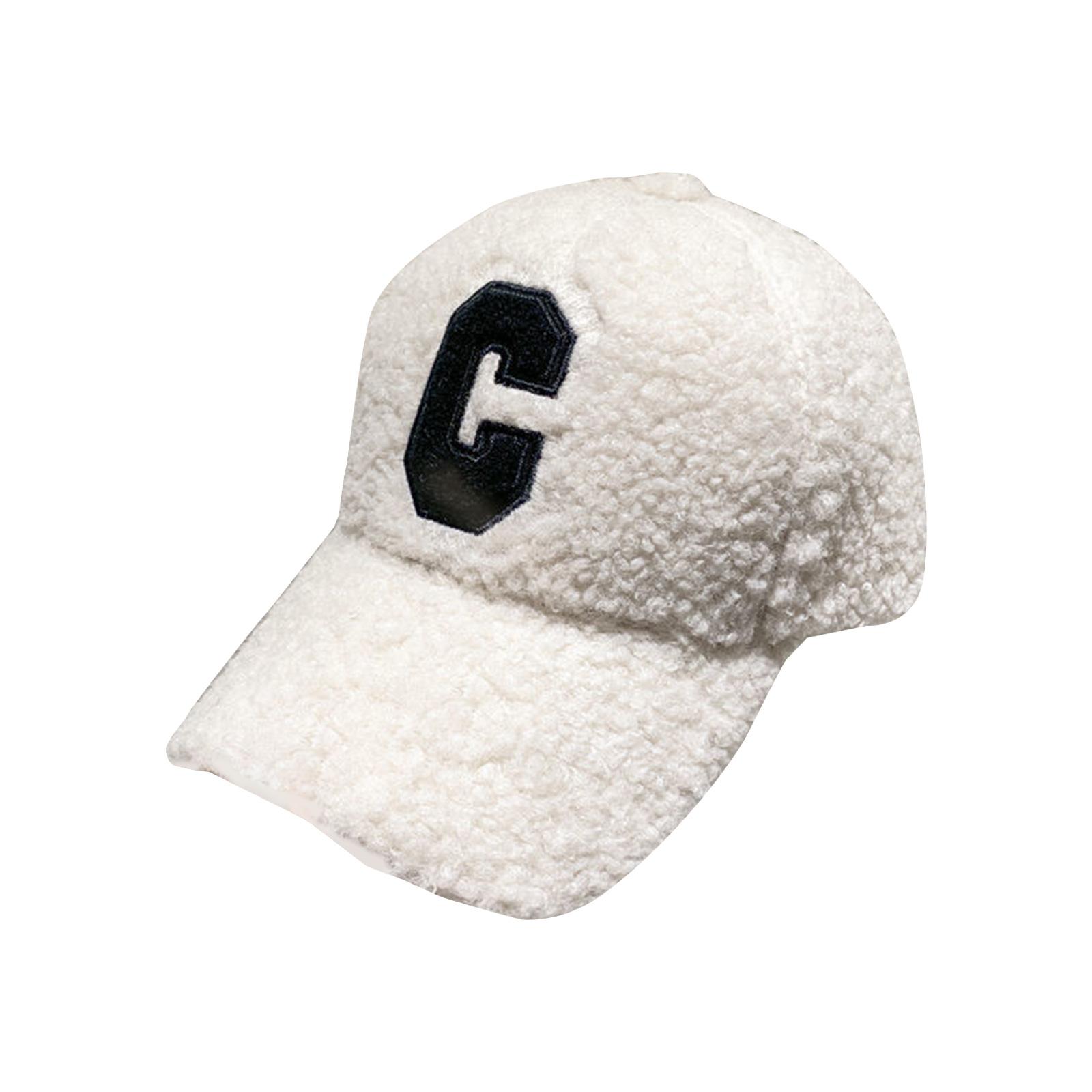 

Взрослая бейсболка из берберского флиса, ветрозащитная кепка-утка Harajuku для женщин, девочек, уличная шляпа с вышивкой буквы C белый