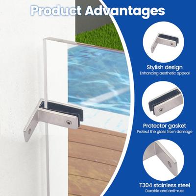 304 Stainless Steel Glass Clip Black Railing Glass Clamp with Rubber Gaskets Strong