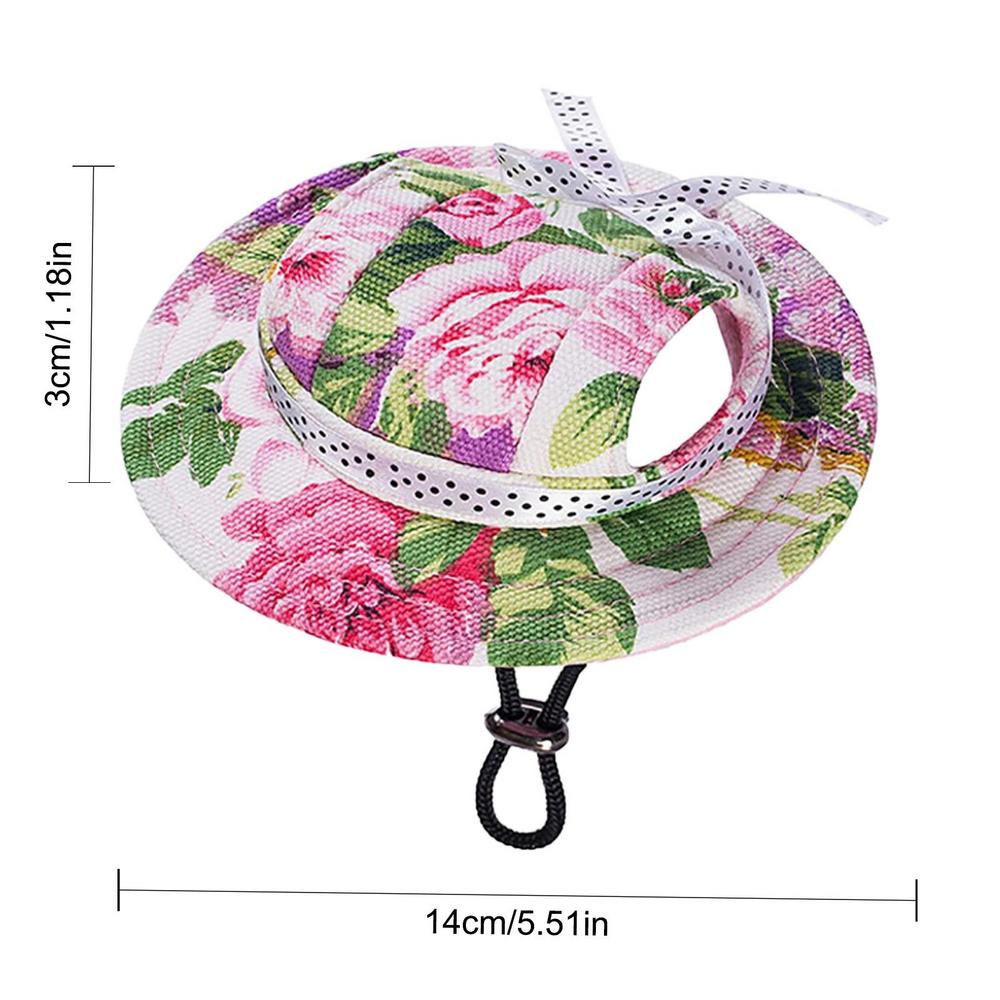Breathable Dogs Sun Hats Round Brim Dog Visor Hat Outdoor Breathable Sun Protection With Ear Holes Mesh Sun With Adjustable Chin