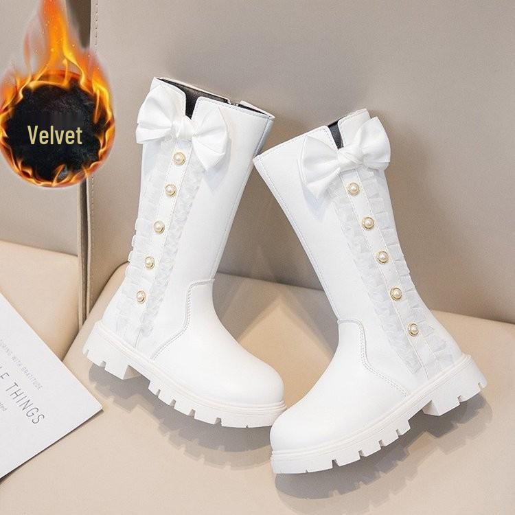 Girls' Bow Back High Boots - Classic Spring/Autumn Princess Shoes