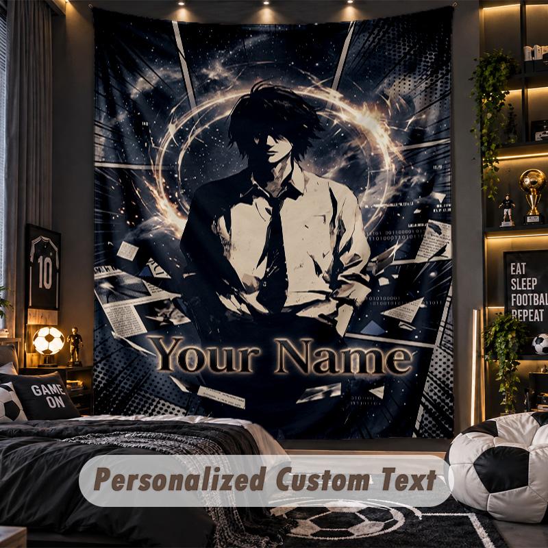 Personalized Wall Tapestry,Death Note Custom Printed Name, Fabric Wall Art For Indoor Room Backdrop