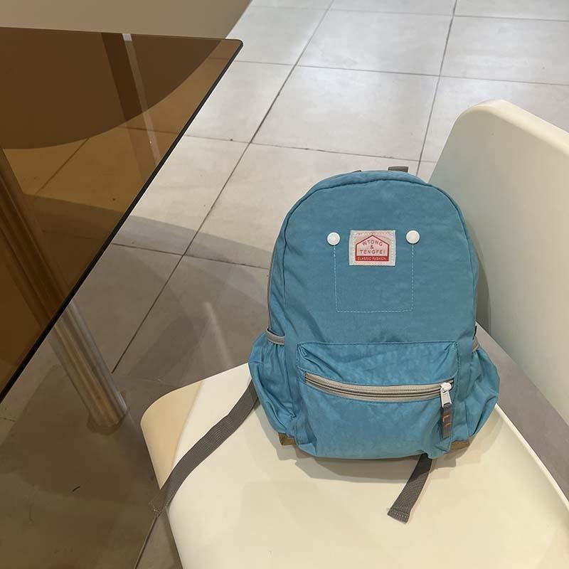 Solid Simple Color Letter Decoration Children Backpack With Pocket Multi