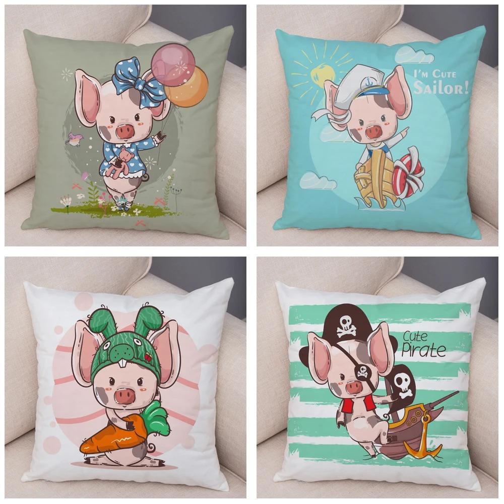 Büro Wohnzimmer Zuhause Kissenbezug Cartoon Haustier Schwein Kissenbezug Auto Ornamente