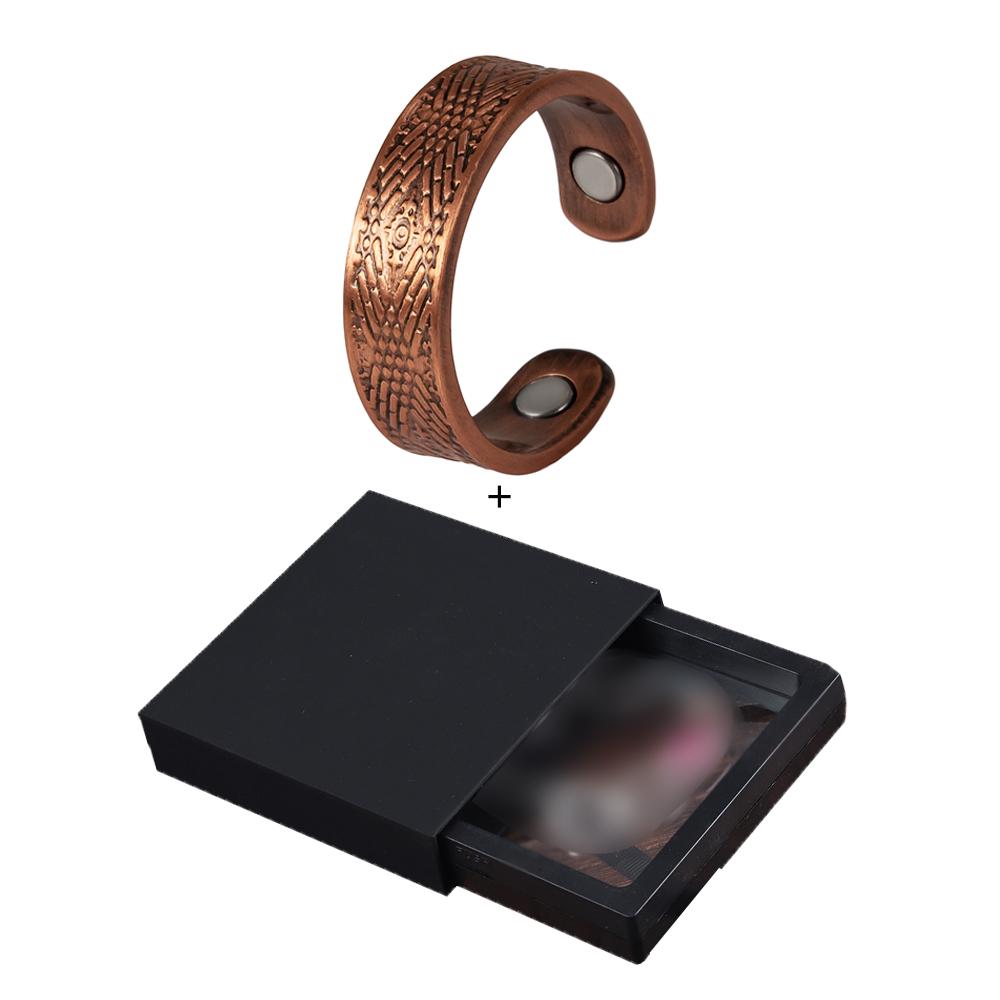 Vinterly Pure Copper Magnetic Rings Viking Vintage 6.5mm Health Energy Finger Open Cuff Adjustable Jewelry High Magnet Resizable