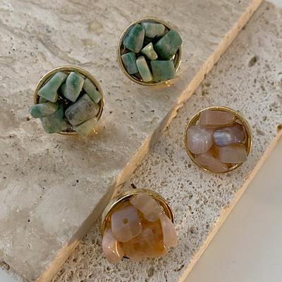Retro Naturstein Ohrstecker Geometrisches unregelmäßiges Design Ohrringe Mode Literarische Einfachheit Antike Ohrringe Frauen