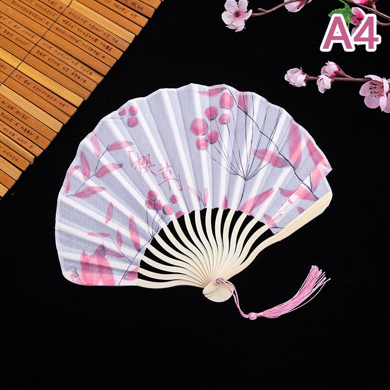 Hand Fold Fan Retro Adornment Woman Man Dance Props Wedding Living Room Cabinet Decor Bamboo Wood Silk Flower Folding Fan