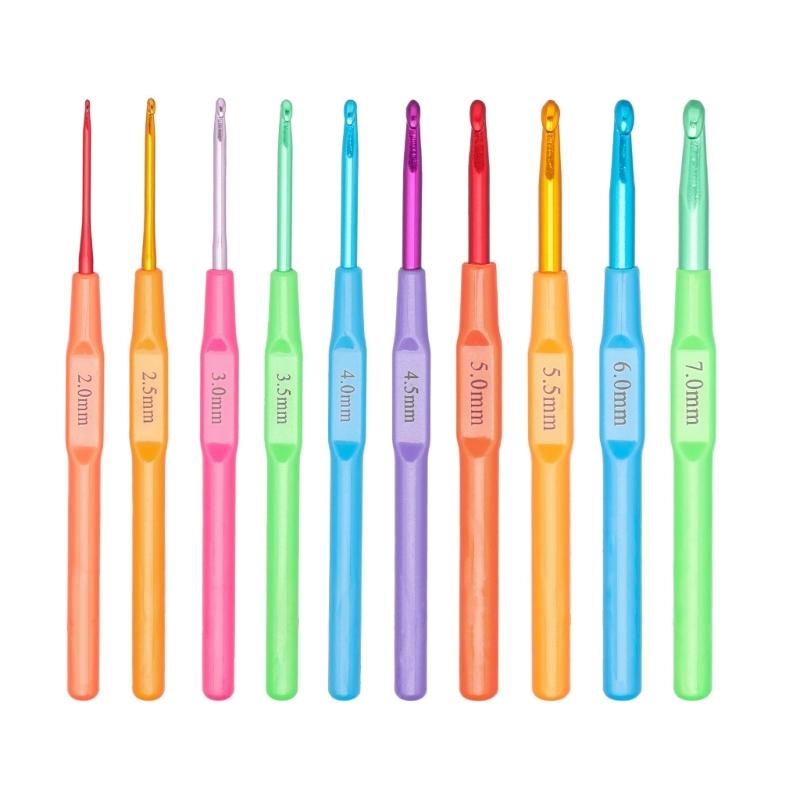 

10 Pcs Crochet Hook Set Colourful Crochet Needle 2.0mm to 7.0mm Knitting Needle Knitting Tool Crochet Accessories 1