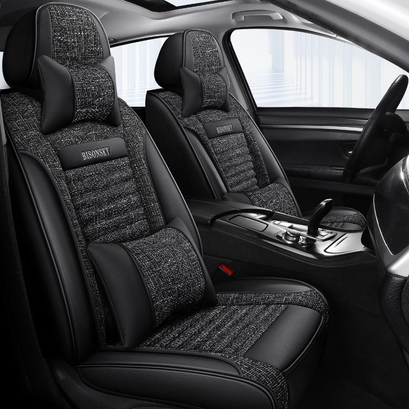 Hyundai Car Seat Cushion Cover for Reina, Elantra, Avante, Verna, Accent - Linen, Fits Five-Seat Models