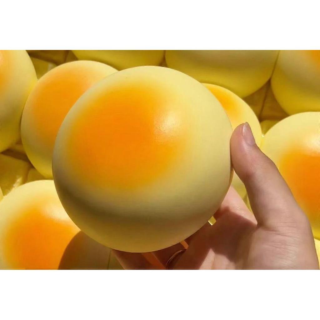 Squeeze Bread, Soft PU Material Slow Rising Round Bread Pinch Squishy Cheese Bun Fake Food Realistic Sticky Fidget Toys for Office School Home Adult G