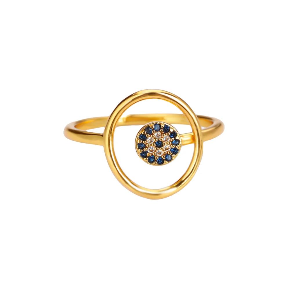 Stainless Steel Tiny Zircon Rings for Women Exquisite Gold Color Sun Double-Layer Ring Punk Hip-Hop Accessory Bague Jewelry Gift