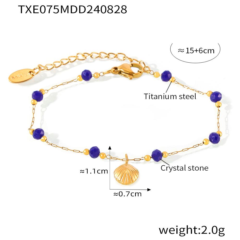 

Изысканный набор ожерелья-подвески и серег с ракушкой-морской звездой из синего кристалла, из титановой стали с покрытием из 18-каратного золота