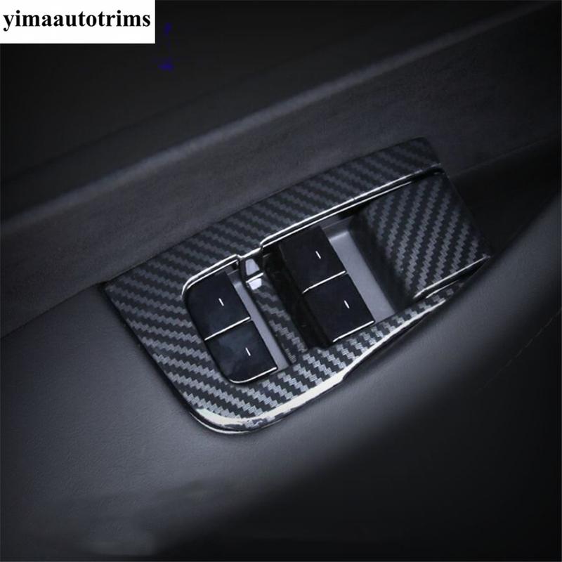 Steering Wheel Window Lift Door Lock Air Adjust Button Cover Trim Carbon Fiber Accessories For Tesla Model 3 Model Y  - 2024