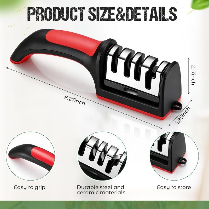 2 Pcs 4-in-1 Knife Sharpeners for Kitchen Knives Manual Knives Sharpening Kit with 4 Stage Sharpening Slots For Kitchen Accessories