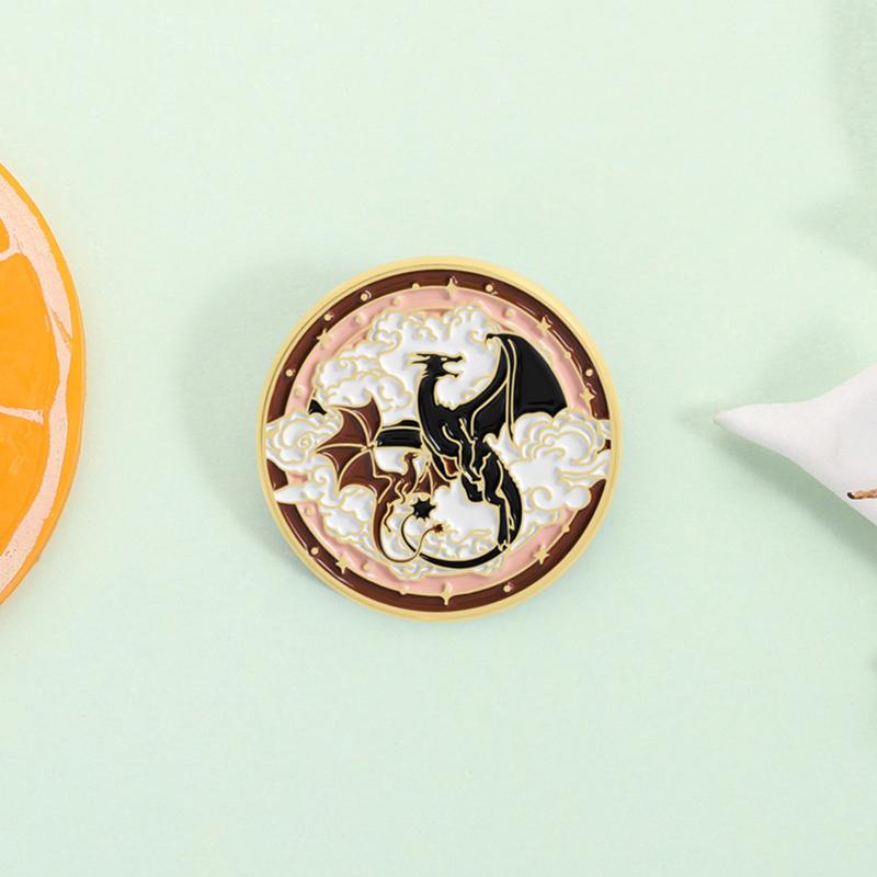 Fantasy Novel Book Enamel Pin Cartoon Anime Mysterious Magic Black Dragon Bookish Brooch Lapel Badge Jewelry Gift for Friends