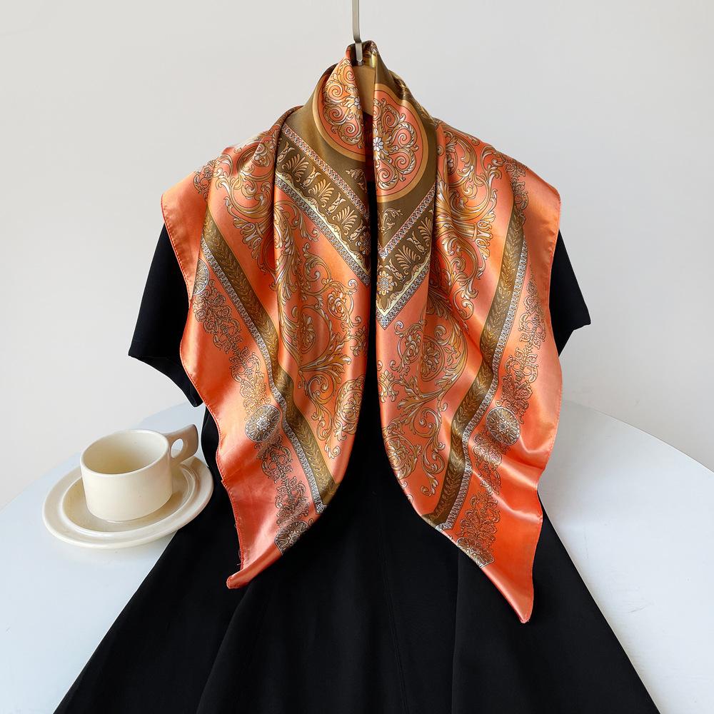 Women's Court-Style Large Scarf: A Fashionable and Versatile Satin Scarf for Wrapping the Head or Wearing As a Wrap