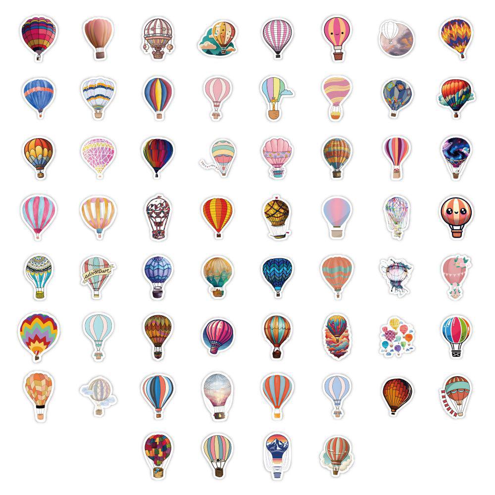 60 Turkish Hot Air Balloon Helmet Stickers for Kids: Cartoon Decorations, Waterproof