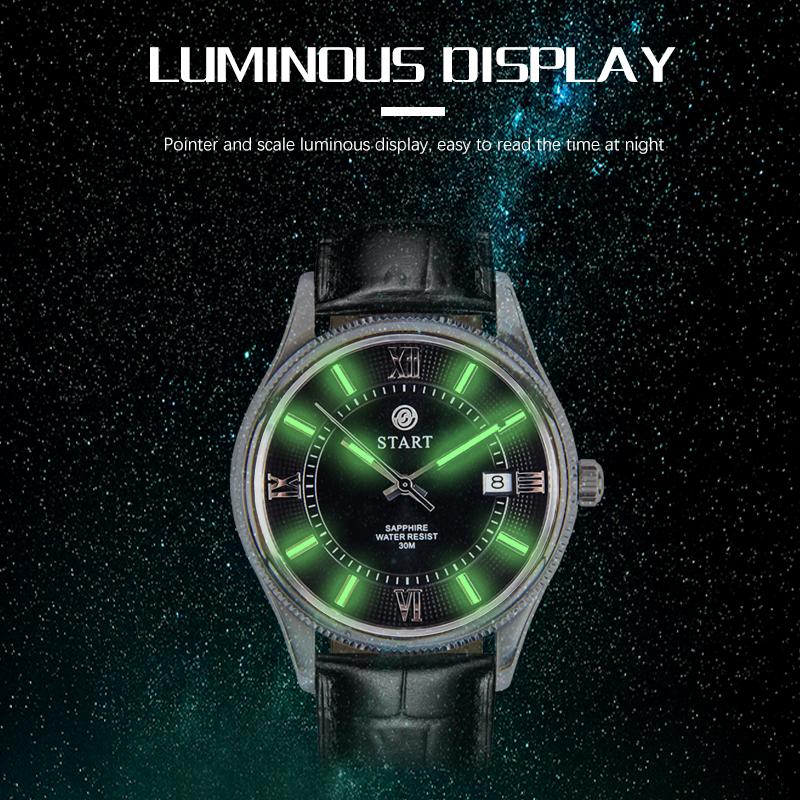 START-Fashionable Men's Watch Swiss Imported Movement Quartz Men's Watch Luminous Roman Dial Date Function