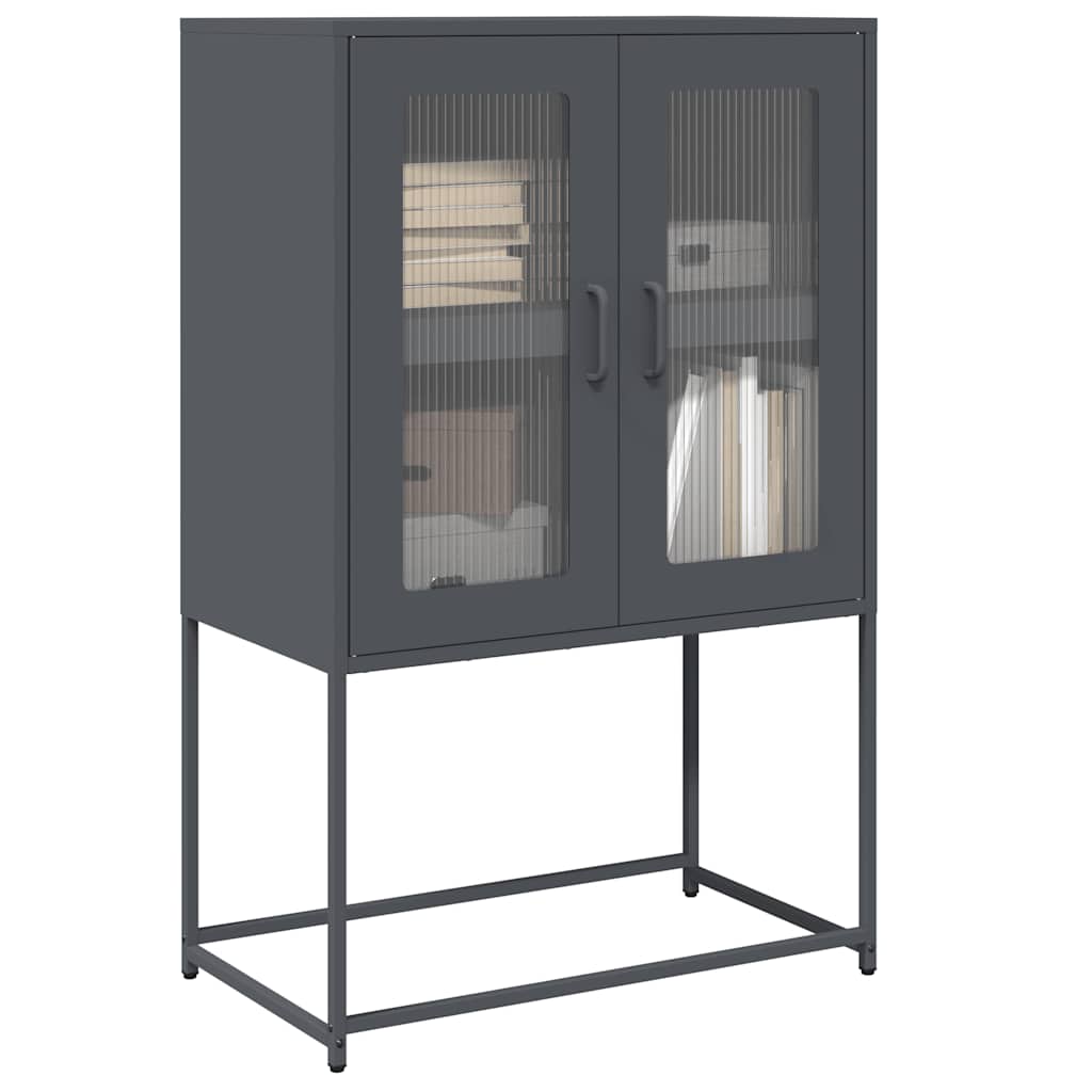 Komoda Wysoka Antracyt 68X39X107 Cm Stal