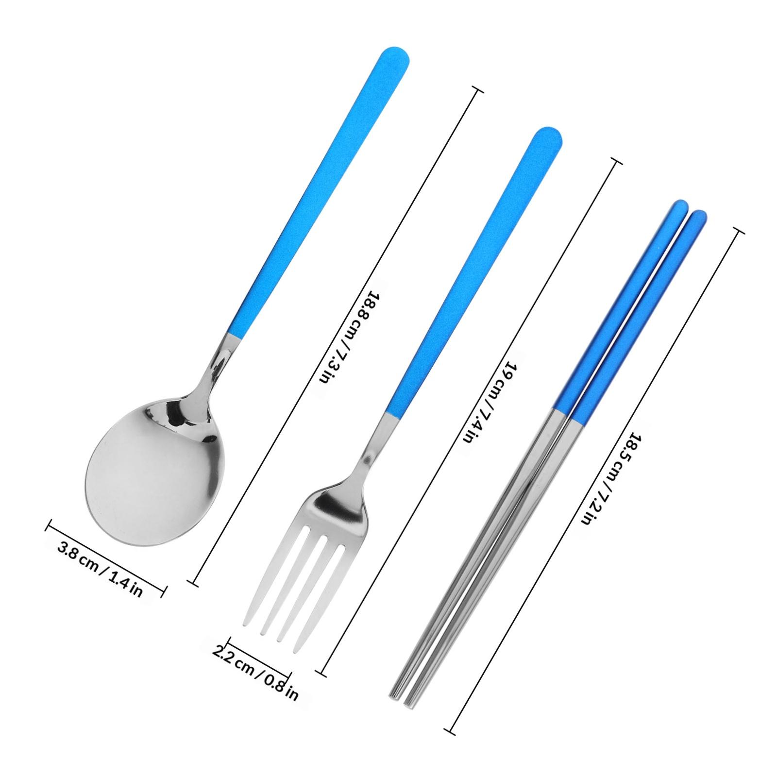 

Stainless Steel Cutlery Set with Fork Spoon and Chopsticks Portable Outdoor Dining Kit for Camping Hiking Picnic Travel
