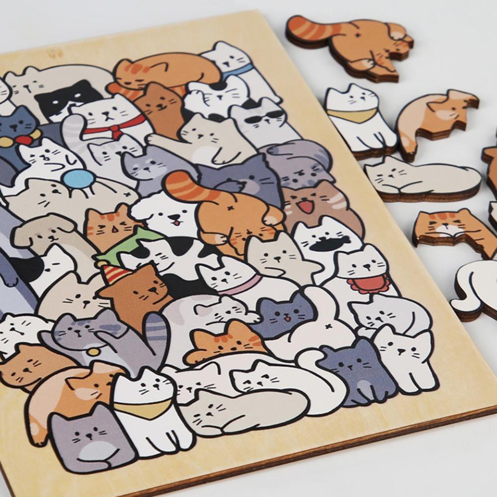Cat Cartoon Shape Puzzles Wooden Animal Shape Puzzles Animal Jigsaw Puzzles Montessori Toys