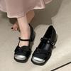 White French fairy wind light mouth thick high heel single shoes female 2025 new summer skirt square head Mary Jane shoes