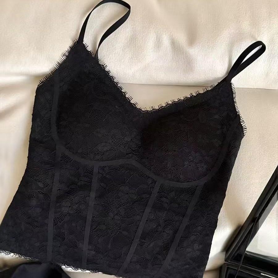 French lace beauty back sling vest women's inner with chest pad women's summer thin can be worn outside bottoming top