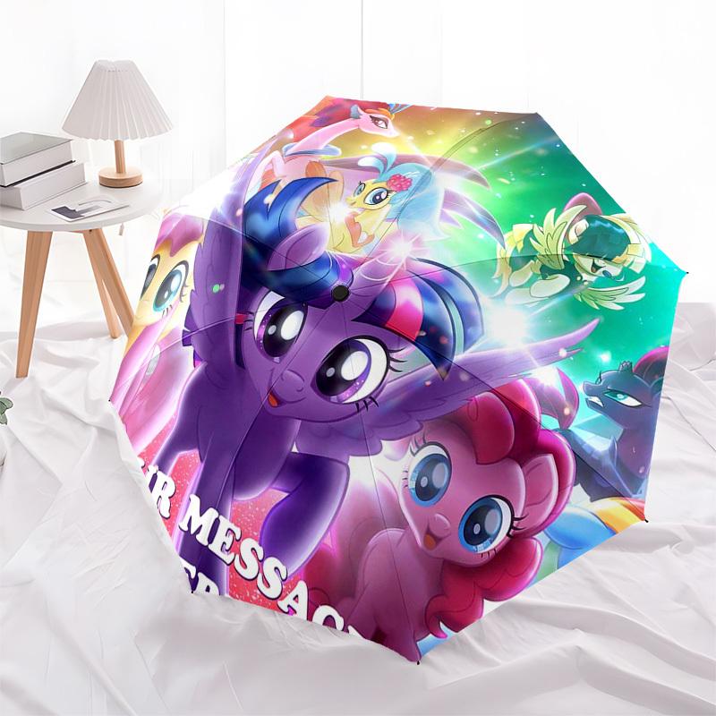 

1pc My Little Pony Automatic Folding Umbrella Portable 3-Fold Design, 8-Bone Iron Frame Outdoor Umbrella, Ideal Gift for Fans, Travelers, Daily Use, S