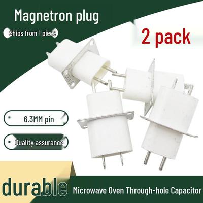 Set of 2 High Voltage Microwave Magnetron Sockets with Filament Pins and Capacitor Accessories
