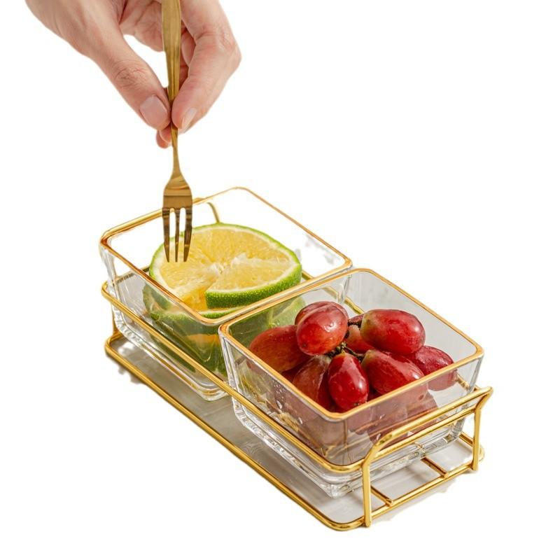 Light Luxury Glass Fruit Plate  Creative Household Living Room Snack Plate  Dried Fruit Snack Plate  Dessert Plate  Candy Plate  Fruit Plate