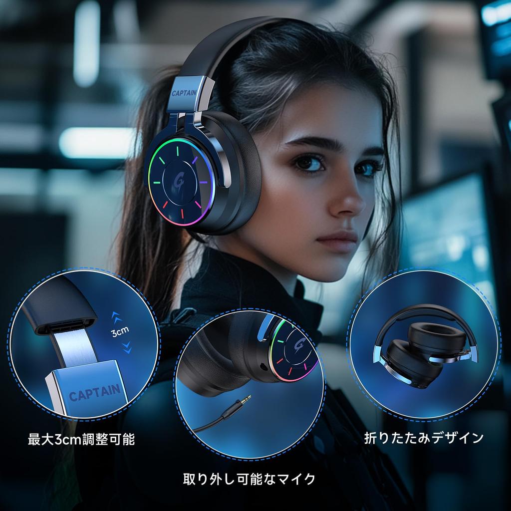 Kabelloses Gaming-Headset für Bluetooth Low Latency Surround RGB Abnehmbar 60 Stunden Kontinuierlich Leichtgewicht Kompatibel mit und PC PS5,