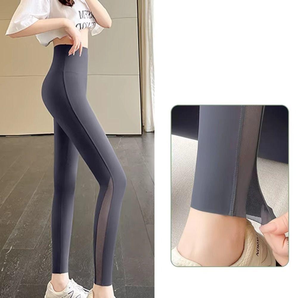 High-waisted Yoga Pencil Pants Ice Leather Female Tight Trousers Running Tight Pants for Summer