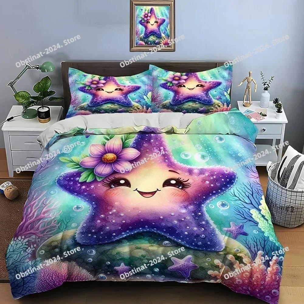 3D Cute Cartoon Stars Bedding Set Printed Single Comforter Quilt Bed Cover Duvet Cover Pillow Case 3 Pieces Sets Kids Adult Size