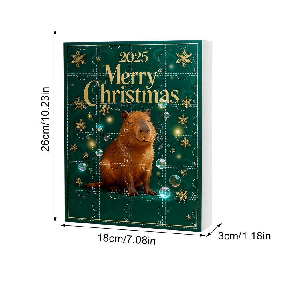 Capybara Advent Christmas 2025 2D Acrylic Decorations 24 Days Capybara Ornament Countdown Calendar for Home Living Room Family