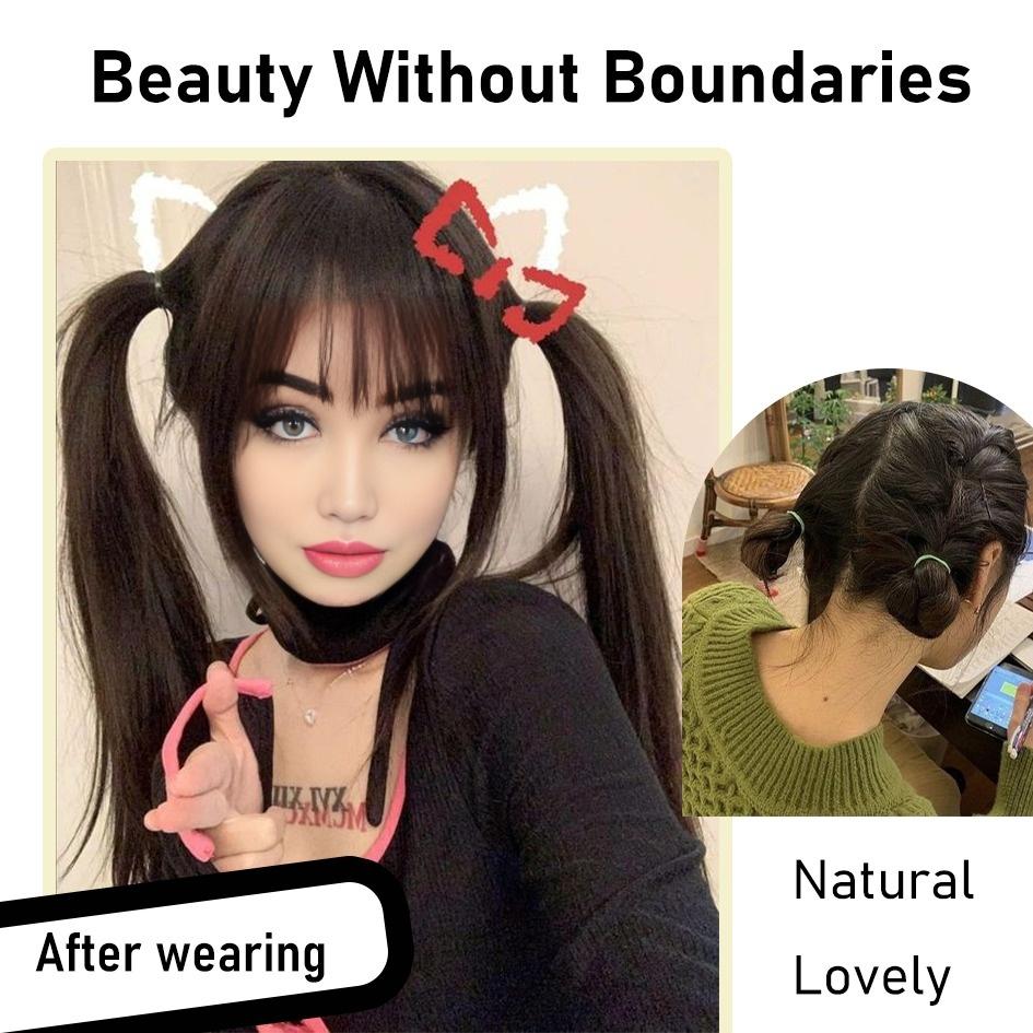 Synthetic Wig Lolita Cosplay Double Ponytail Long Straight Hair Anime Game Cosplay Hair Extensions Halloween Christmas Dress Up
