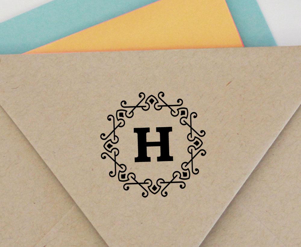 Printtoo Alphabet H Monogram Octagon Celtic Swirl Frame Self Inking Rubber Stamp Office