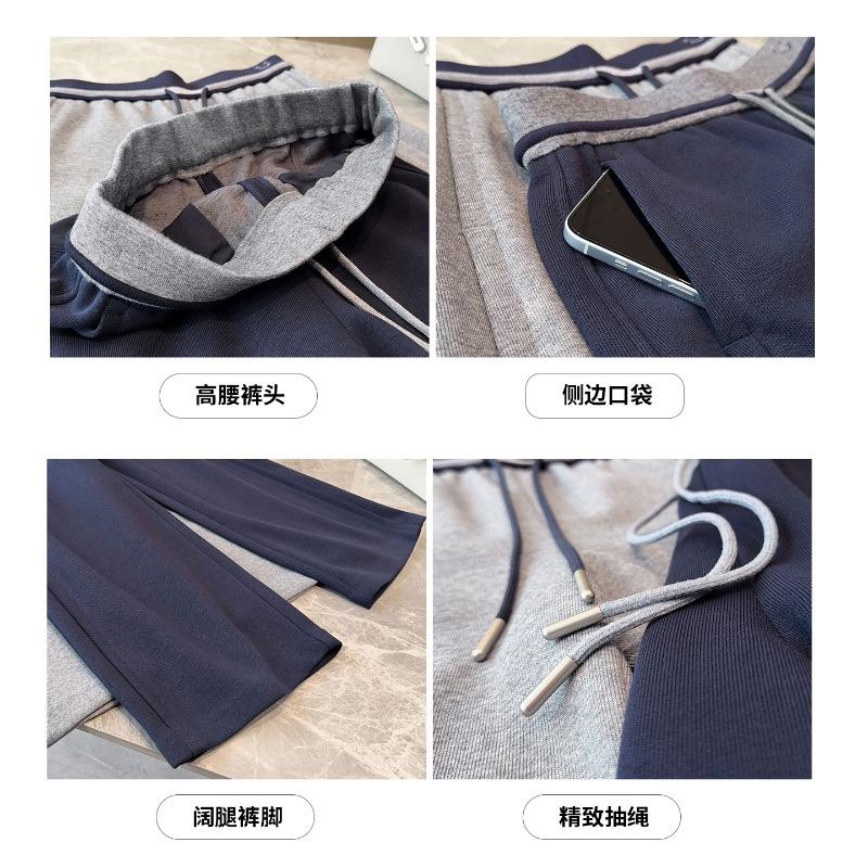 New gray casual pants women's autumn lazy drape high waist straight pants slim loose drawstring sweatpants