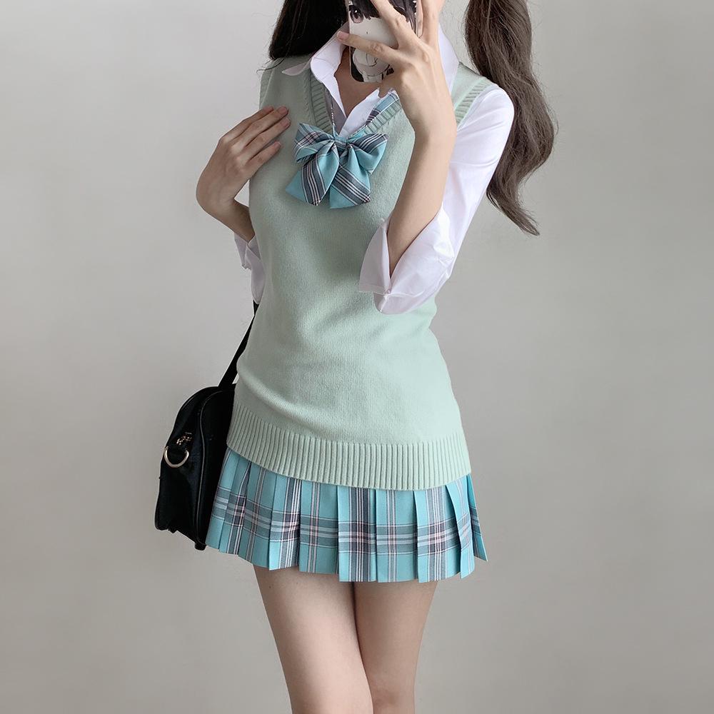 Gilet a Maglia Stile Scuola Giapponese - Autunno/Inverno Colore Unito