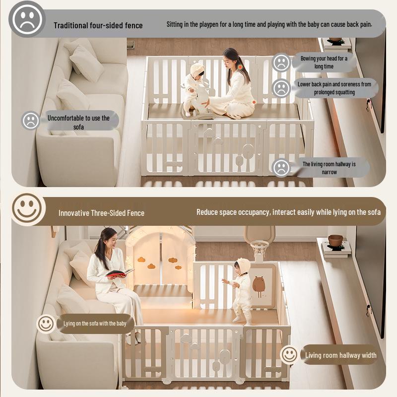Three-Sided Baby Sofa Rail and Crawling Mat for Indoor Play
