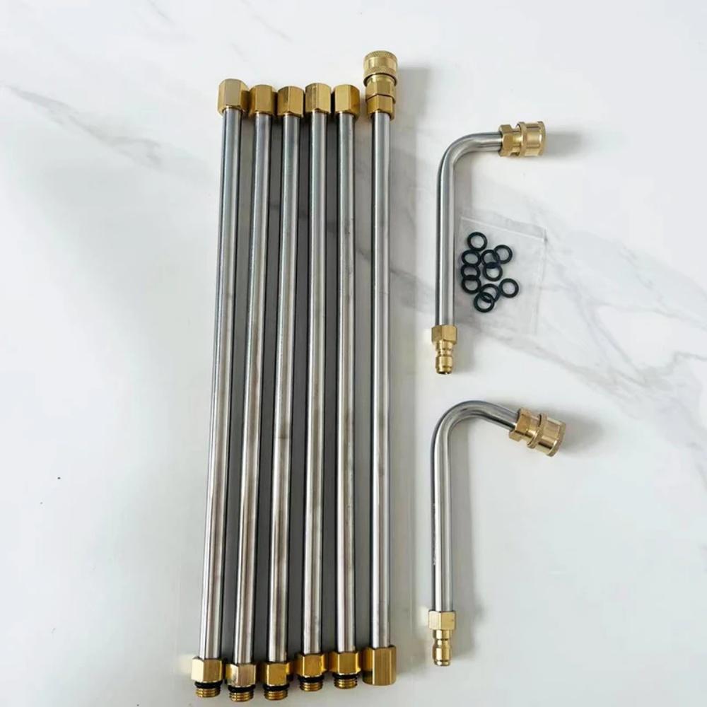 High-Pressure Water Machine Spray Gun Telescoping Rod Kit Stainless Steel Extension Pole with Nozzle for Wall Roof Floor Clean