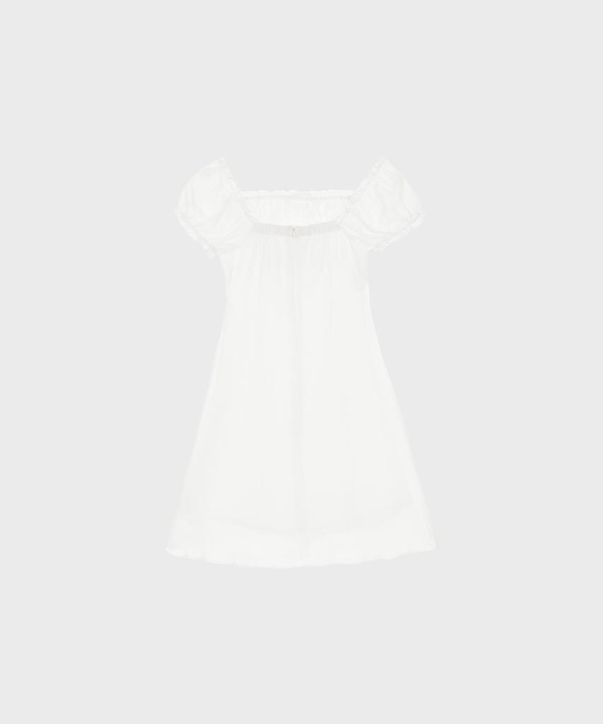 Alkialka Puff Chiffon Mini Dress (Ivory)