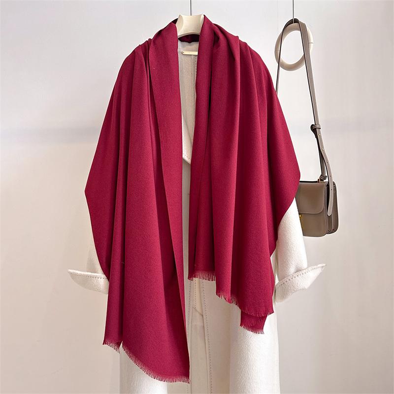 Luxury Winter Cashmere Scarf Women Solid Handkerchief Warm Pashmina Female Shawl Tassel Wrap Soft Pareo Bufanda Scarves Stole
