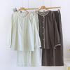 Women's Forest Floral Cotton Pajama Set - Long-Sleeve Gauze Cardigan, Sweet & Loose Nightgown for Spring & Autumn.