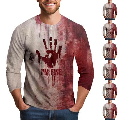Herren Halloween Print Raglan Dralan Dreiviertelarm Lässiges Oberteil